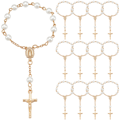 50шт. браслеты из сплава с крестом и подвеской в виде Иисуса, браслеты из круглых бусин с имитацией жемчуга для женщин