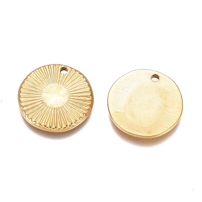 Textured Flat Round 304 Stainless Steel Pendants, for Craft Jewelry Making