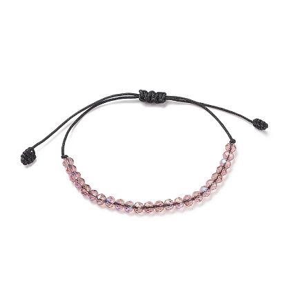 Pulsera de cuentas trenzadas de vidrio transparente, pulsera ajustable para mujer
