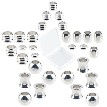 304 Stainless Steel European Beads, Barrel and Column, Large Hole Beads