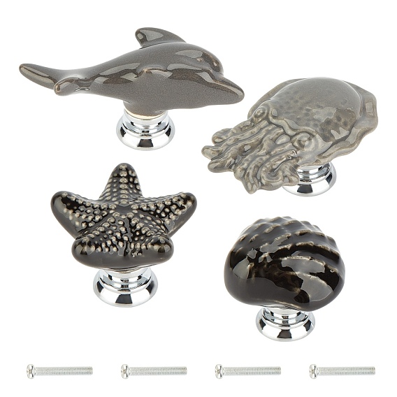 Ручки выдвижных ящиков фарфора, с выводом из цинкового сплава и железным винтом, для дома, кабинет, шкаф и комод, разнообразные