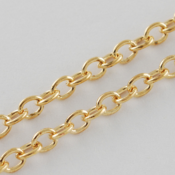 Iron Cable Chains, Unwelded, with Spool, Oval, Light Gold Plated, about 328.08 Feet(100m)/roll
