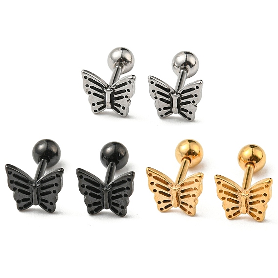 304 Stainless Steel Stud Earrings, Cartilage Earrings, Butterfly
