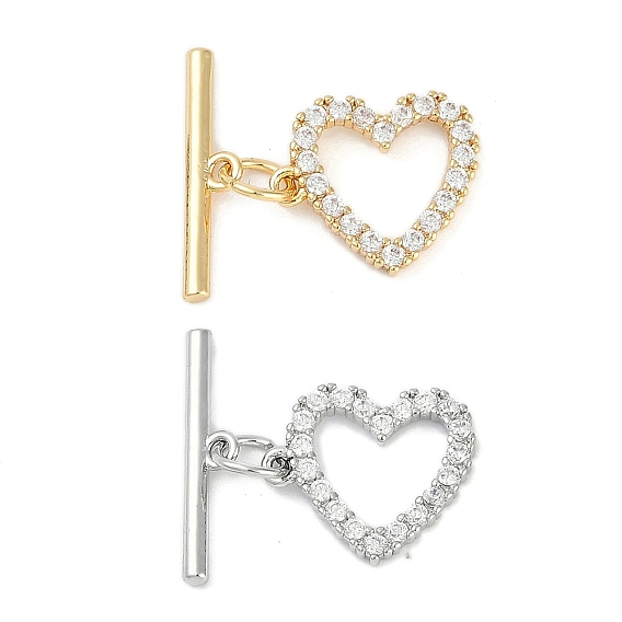 Латунные застежки-молнии из прозрачного кубического циркония, без кадмия, без никеля и без свинца, сердце