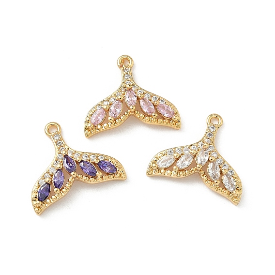 Латунные микро проложить кубического циркония подвески, подвески в форме рыбьего хвоста, без никеля , реальный 18 k позолоченный