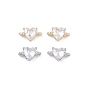 Brass Pave Glass Connector Charms, Heart Links