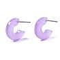 Transparent Cellulose Acetate(Resin) Half Hoop Earrings, Stud Earrings, with 304 Stainless Steel Pins, Letter C