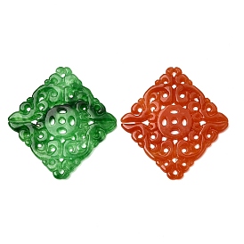 Окрашенные соединительные подвески из натурального бирманского нефрита, резные ромбовидные звенья