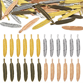 40 шт. 4 цвета, большие подвески из сплава в тибетском стиле, перо