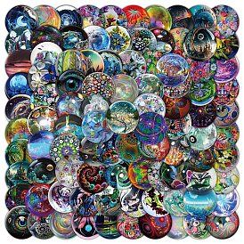 100Pcs Glass Ball Plastic Waterproof Sticker Labels, Self-adhesion, for Suitcase, Skateboard, Refrigerator, Helmet, Mobile Phone Shell