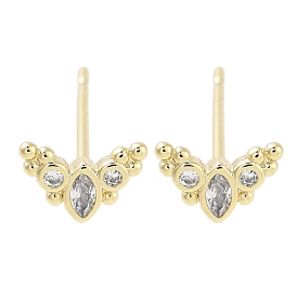 Brass Pave Clear Cubic Zirconia Stud Earring, Wing