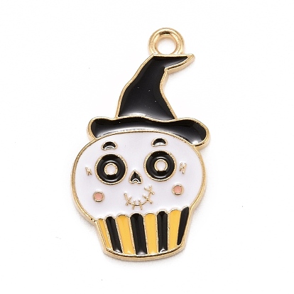 Halloween Alloy Enamel Pandants, Light Gold, Ghost