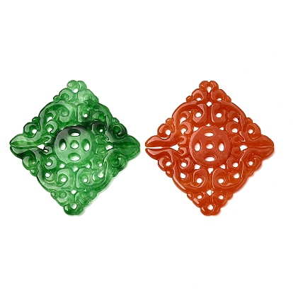 Окрашенные соединительные подвески из натурального бирманского нефрита, резные ромбовидные звенья