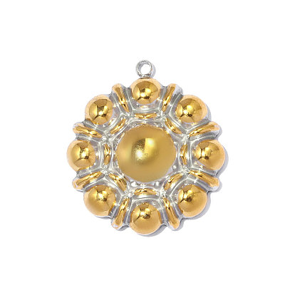 Два тона 304 из нержавеющей стали подвески, плоские круглые прелести, ионное покрытие (ip), зеркальная полировка