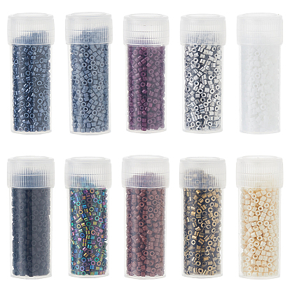 50g 10 стиль стеклянные цилиндрические бусины, бисер, краска для выпечки/непрозрачная/гальваническая, круглое отверстие