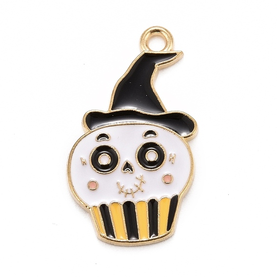 Halloween Alloy Enamel Pandants, Light Gold, Ghost