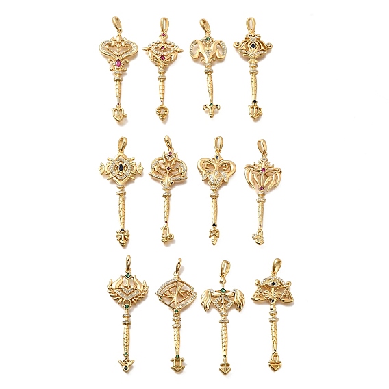 Латунные микро проложить кубического циркония большие кулоны, палочка с подвесками в виде созвездий, долговечный, без никеля , реальный 18 k позолоченный