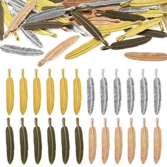 40 шт. 4 цвета, большие подвески из сплава в тибетском стиле, перо