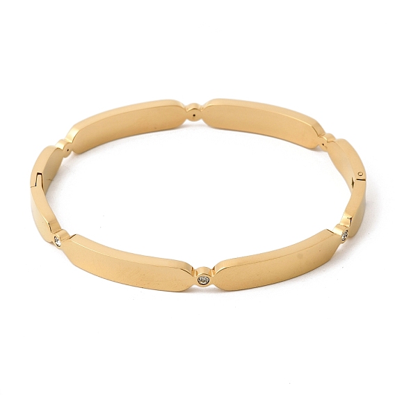 304 женские шарнирные браслеты из нержавеющей стали, овальные, со стразами, ионное покрытие (ip)