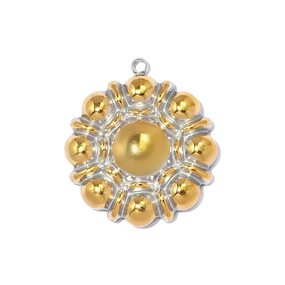 Два тона 304 из нержавеющей стали подвески, плоские круглые прелести, ионное покрытие (ip), зеркальная полировка