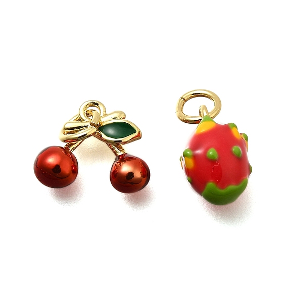 Латунь эмаль прелести, с целью перехода в кольце, стойки покрытие, долговечный, без свинца и без кадмия, фруктовое очарование, реальный 18 k позолоченный