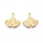 304 Stainless Steel Pendants, Ion Plating(IP), Ginkgo Leaf Charms