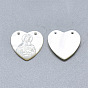 Natural White Shell Mother of Pearl Shell Pendants, Heart with Carved Virgin and Child