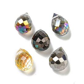 Electroplate Glass Beads, Faceted, Half Plated, Teardrop