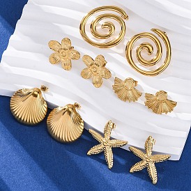 304 из нержавеющей стали серьги, реальный 18 k позолоченный