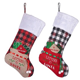 2Pcs 2 Style Christmas Socks Gift Bags, for Christmas Decorations, Word Letters to Santa