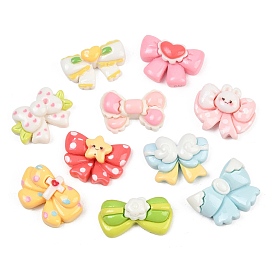 Непрозрачные кабошоны из смолы, бантик с зайчиком/сердечком/крестом/звездой/цветком