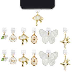 12шт 6 стили ПВХ мобильные пылезащитные заглушки, с подвесками из эмали и акрила и пластика, разнообразные