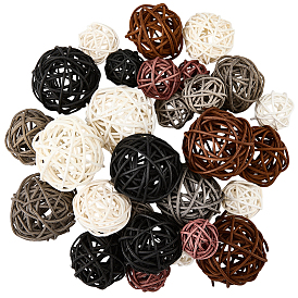 32Pcs 12 Styles Wicker Rattan Balls, Decorative Orbs Vase Fillers, for Craft, Party, Wedding Decoration
