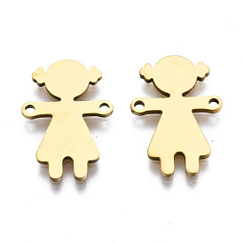 201 Stainless Steel Link Connectors, Laser Cut, Girl