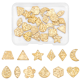 24 piezas 12 estilos 304 colgantes de acero inoxidable, dorado