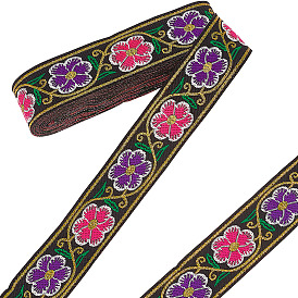 Ethnic Style Polyester Ribbons, Jacquard Flower Ribbon, Garment Accessories