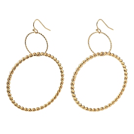 Ion Plating(IP) 304 Stainless Steel Dangle Earrings for Women, Twist Ring