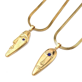 304 Подвеска в виде человеческого лица из нержавеющей стали, украшенная стразами, синего цвета, для женщин.