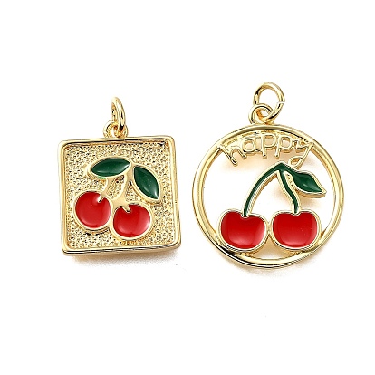 Латунь эмаль подвески, черри прелести, стойки покрытие, долговечный, без свинца и без кадмия, реальный 18 k позолоченный, с целью перехода в кольце