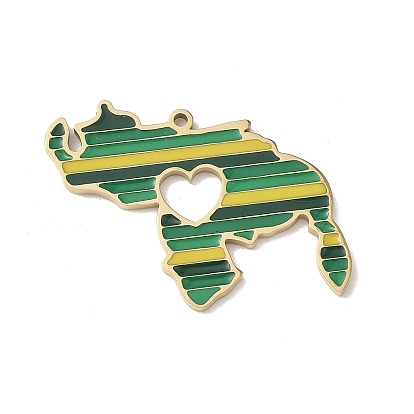 304 подвески из нержавеющей стали, карта, с эмалью, ионное покрытие (ip)