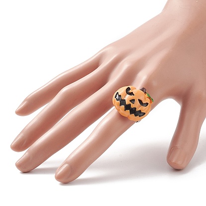 Halloween Theme Resin Adjustable Ring, Silver Brass Jewelry for Women