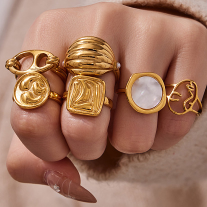 304 Открытые кольца-манжеты для пальцев из нержавеющей стали для женщин, нержавеющая сталь цвет / золотой