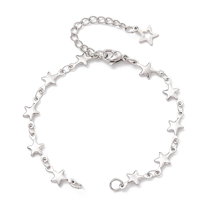304 изготовление браслета-цепочки со звездообразными звеньями из нержавеющей стали, подходит для соединительных шармов, не тускнеет