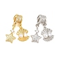 Brass Micro Pave Clear Cubic Zirconia Dangle Beads, Star & Shell Shape, with ABS Plastic Pearl, Rack Plating, Long-Lasting Plated, Lead Free & Cadmium Free