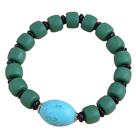 Minimalist and Versatile Turquoise Stone Bracelet with Wooden Beads