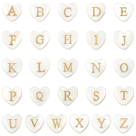 2 нити натуральные белые ракушечные бусины нити, с эмалью, сердечко с буквой а~г