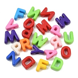 Opaque Acrylic European Beads, Large Hole Beads, Letter