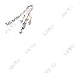 10 Marque-pages pendentifs phases de lune et tortue de mer, signets de puces de pierres précieuses, crochet en alliage signet