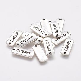 Tibétain rectangle en alliage de style avec Word pendentifs de rêve, sans cadmium et sans plomb, 8x21x2mm, trou: 2 mm, environ 588 pcs / 1000 g