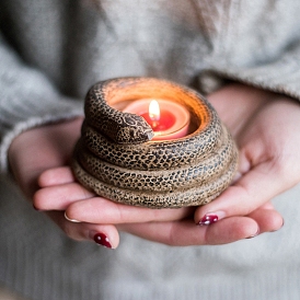 Concrete Snake Candlestick, for Home Office Desk